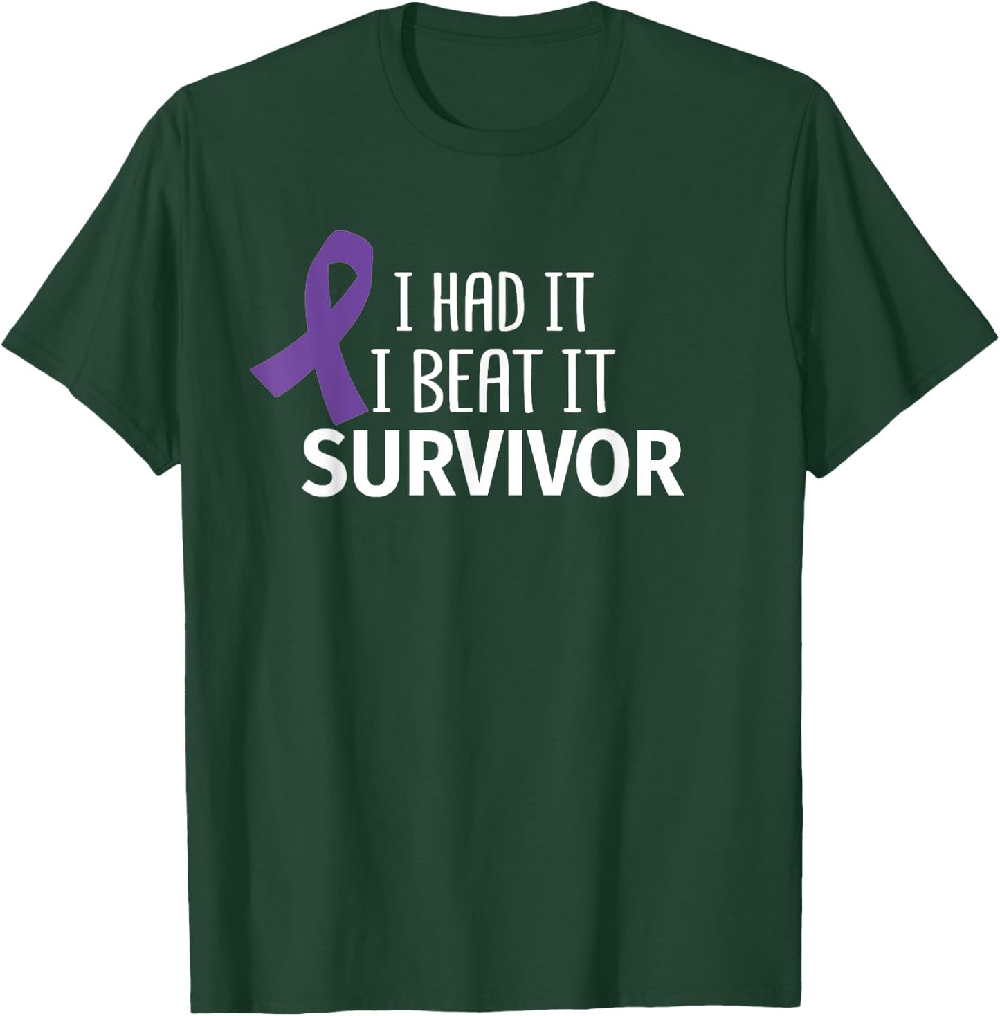 Pancreatic Cancer I Had It I Beat It Survivor Purple Ribbon T-Shirt - T-Shirt | Forest