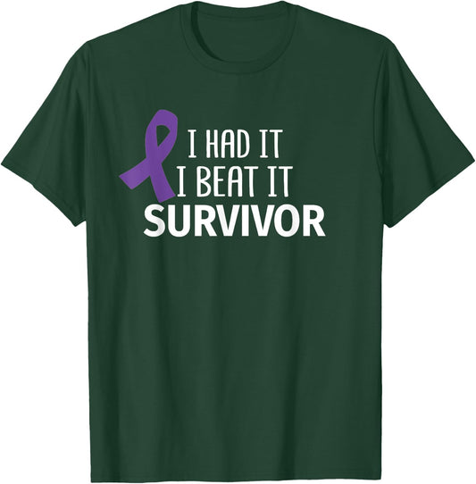 Pancreatic Cancer I Had It I Beat It Survivor Purple Ribbon T-Shirt - T-Shirt | Forest
