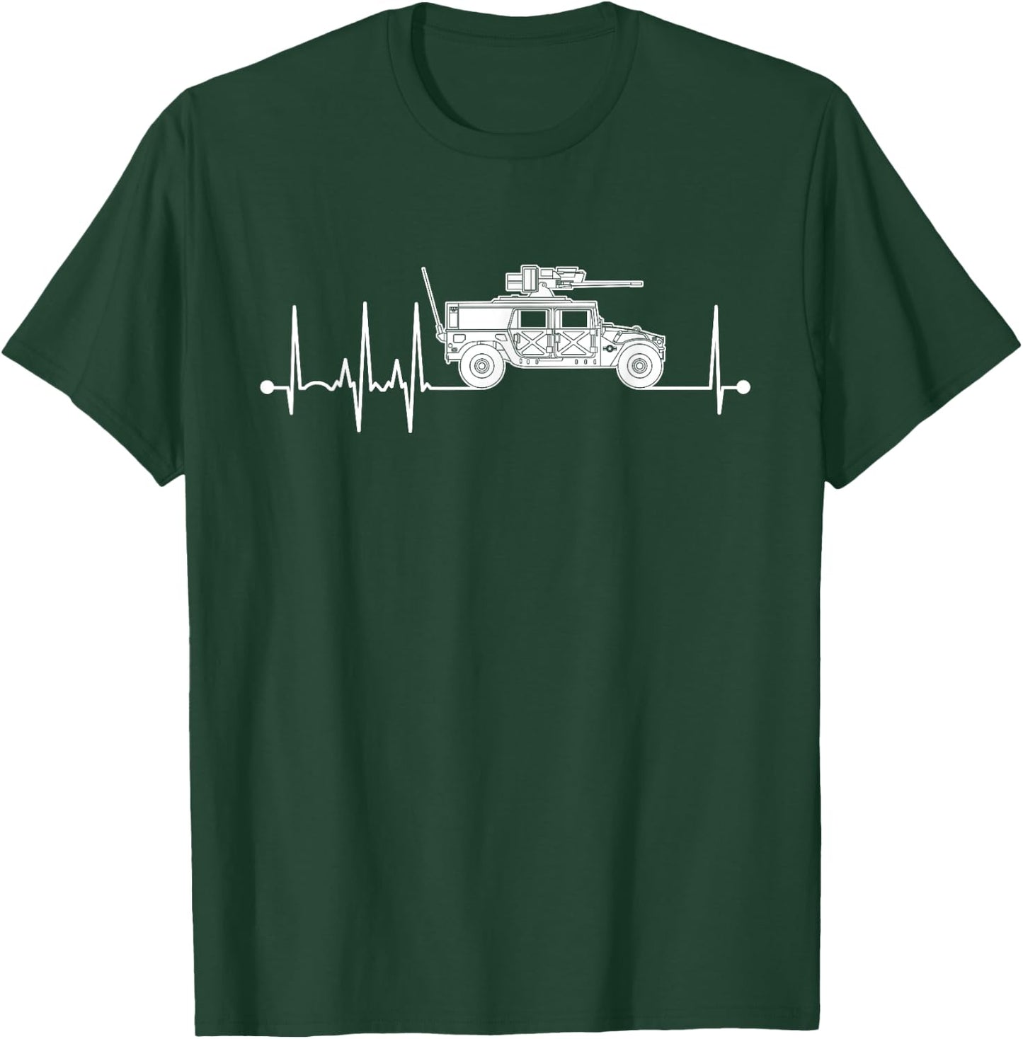 Humvee Heartbeat Military Pulse ECG Humvee T-Shirt - T-Shirt | Forest