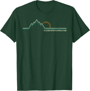 Summer Retro Glacier National Park Montana Women Kids T-Shirt - T-Shirt | Forest