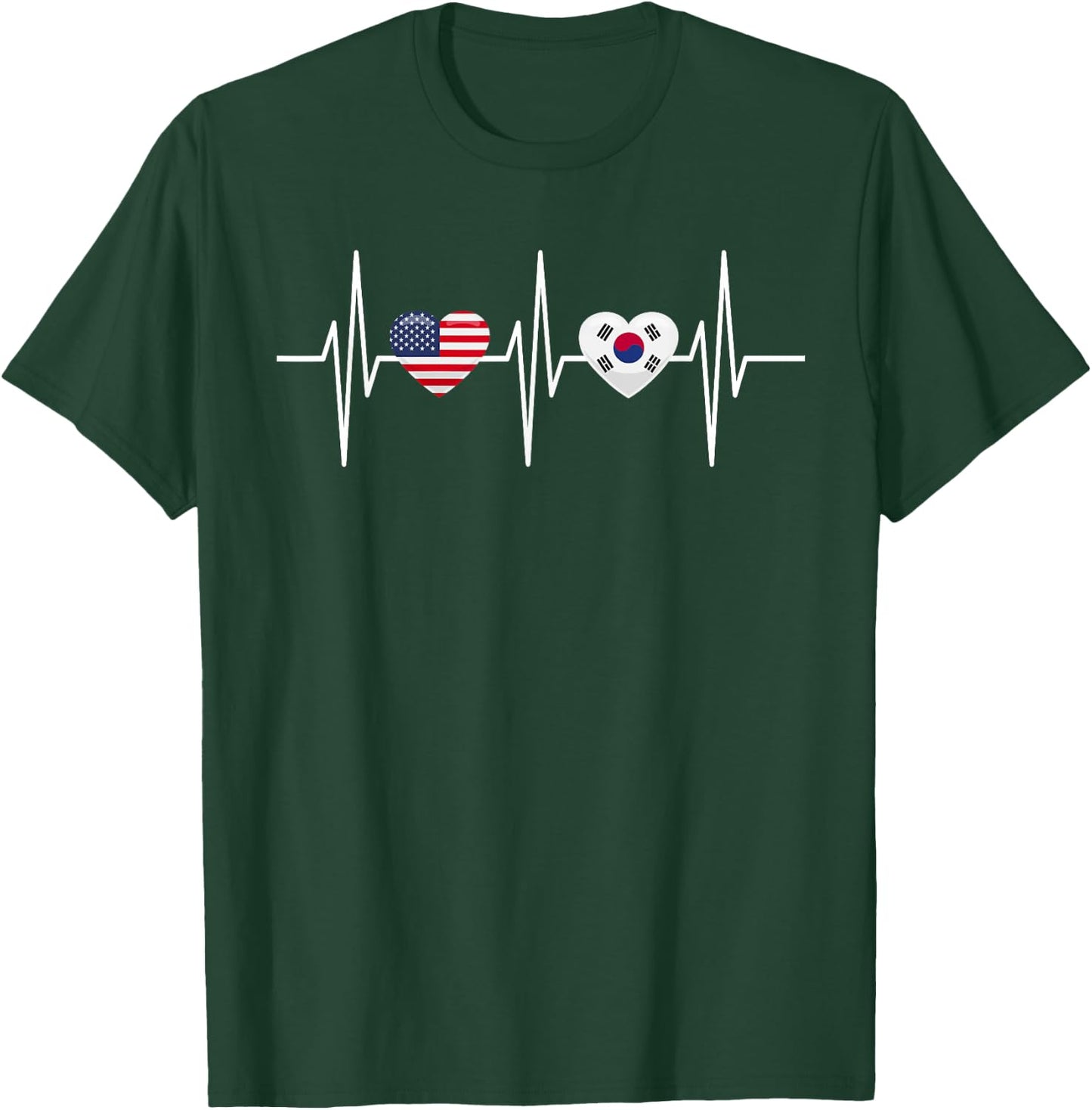 USA South Korea Shirt America Republic of Korea Heart Flag T-Shirt - T-Shirt | Forest