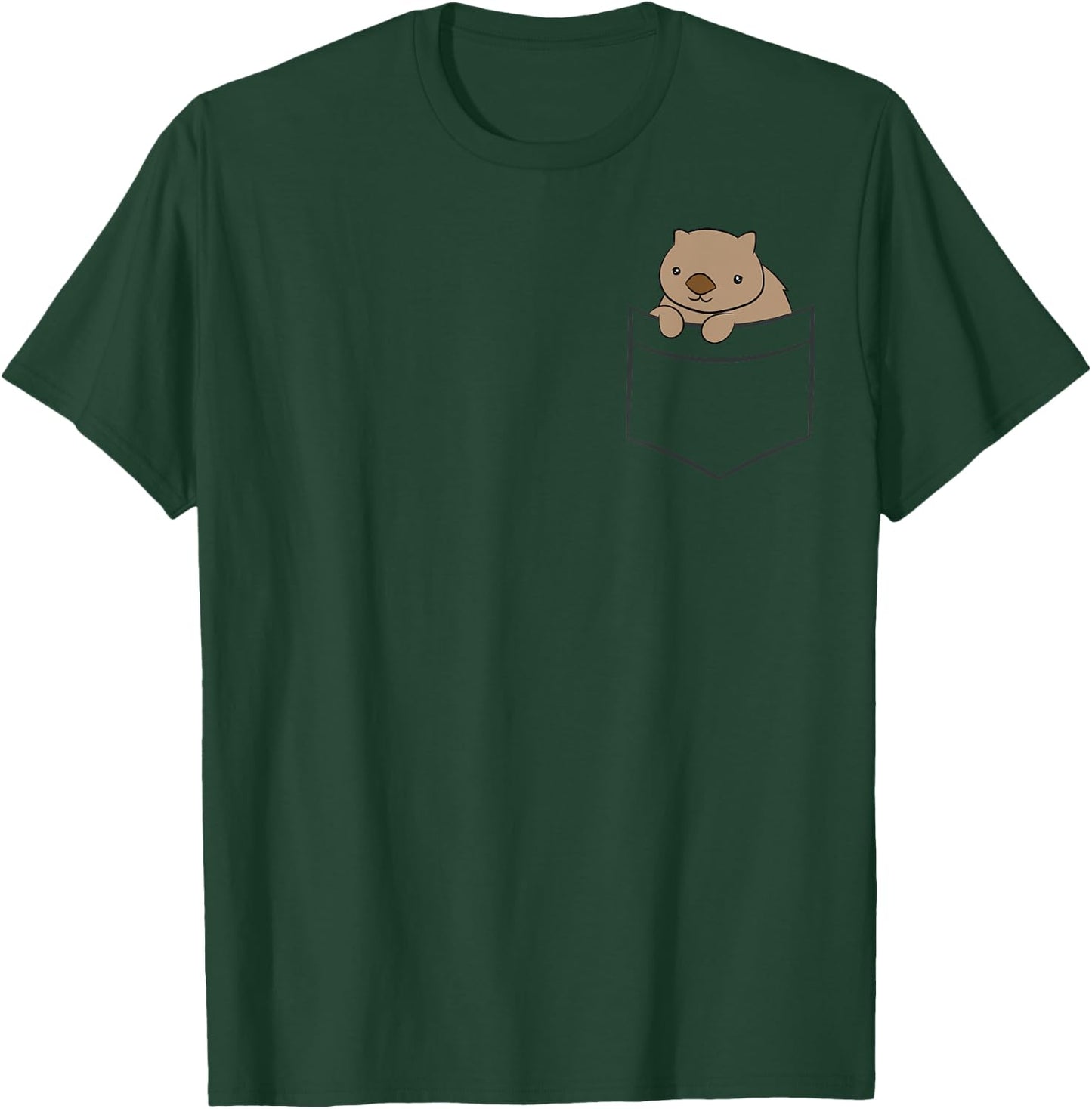 Cute Wombat And Wombat Gifts Baby Wombat In The Pocket -Adults, -Kids Black Short Sleeve T-Shirt - T-Shirt | Forest
