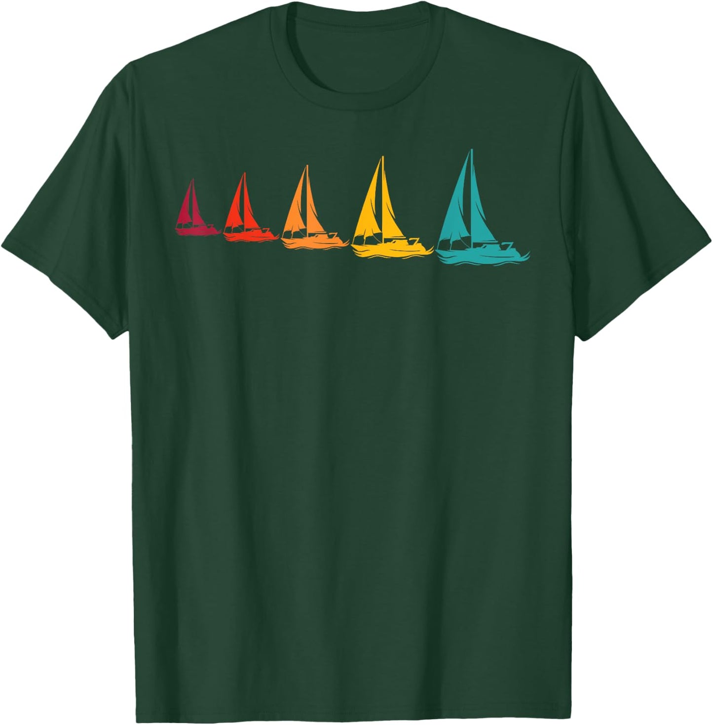 Sailboats Graphic For Sailors Retro Sailing T-Shirt - T-Shirt | Forest