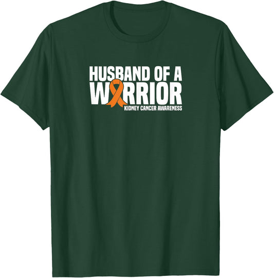 Husband of a Warrior Orange Ribbon Kidney Cancer Awareness T-Shirt - T-Shirt | Forest