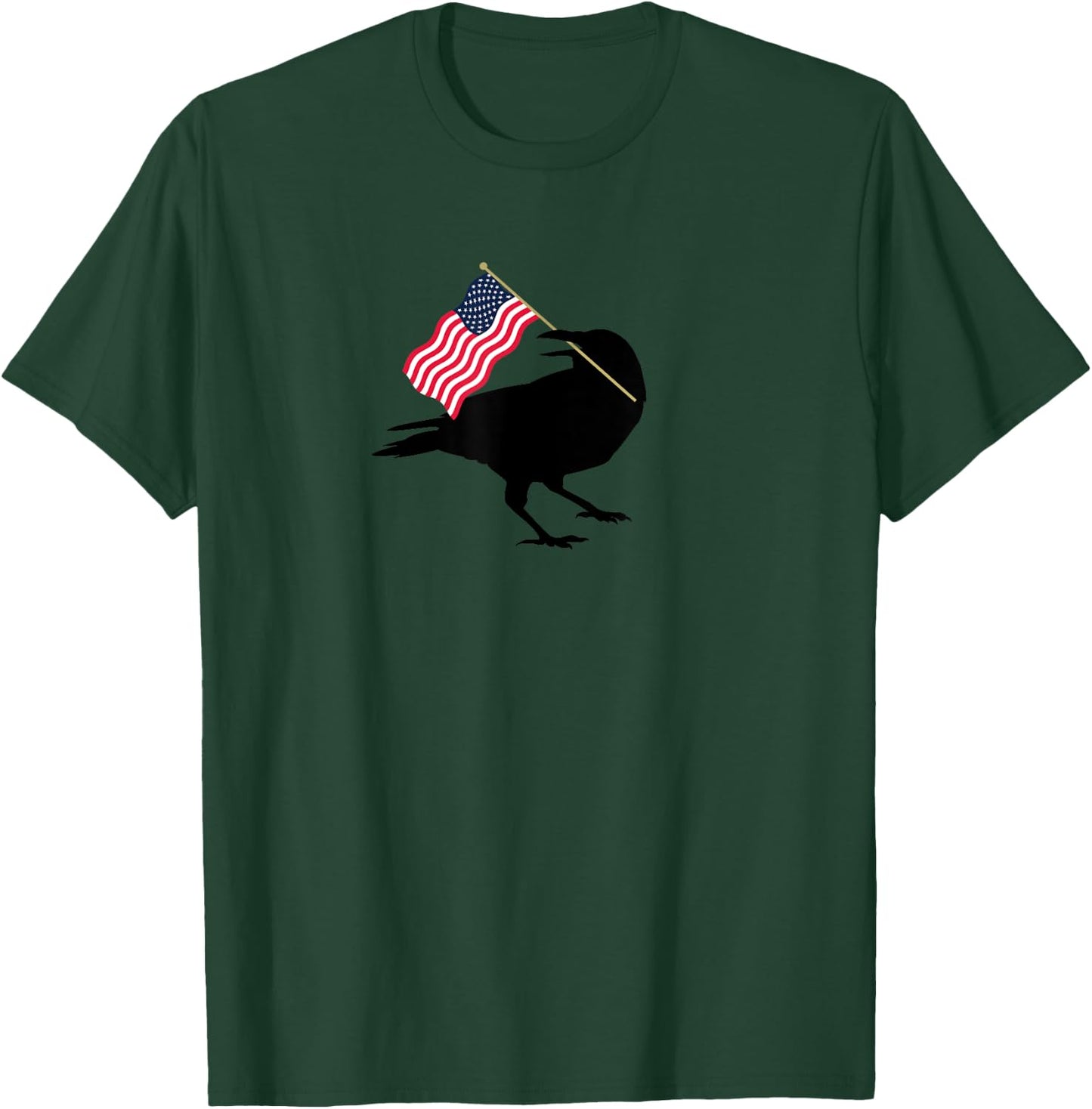 Patriotic Blackbird Crow with American Flag for Bird Lovers T-Shirt - T-Shirt | Forest