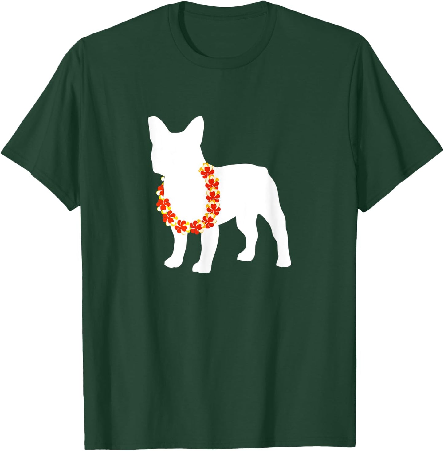 Frenchie French Bulldog Aloha Hawaiian Lei Dog Men Women Kids T-Shirt - T-Shirt | Forest