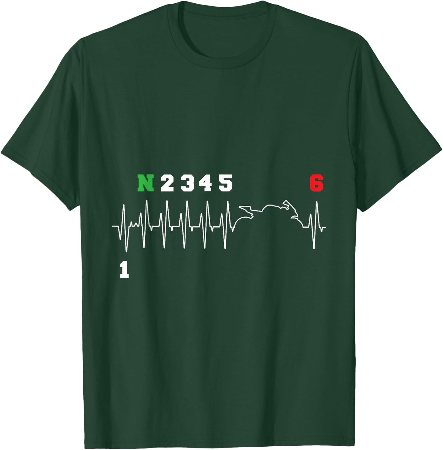 Motorcyclist Heartbeat ECG Motorcycle Bike Gearshift Biker T-Shirt - T-Shirt | Forest
