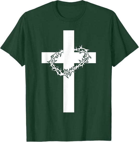 Cross Crown Of Thorns Jesus Christ Martyr Christianity T-Shirt - T-Shirt | Forest