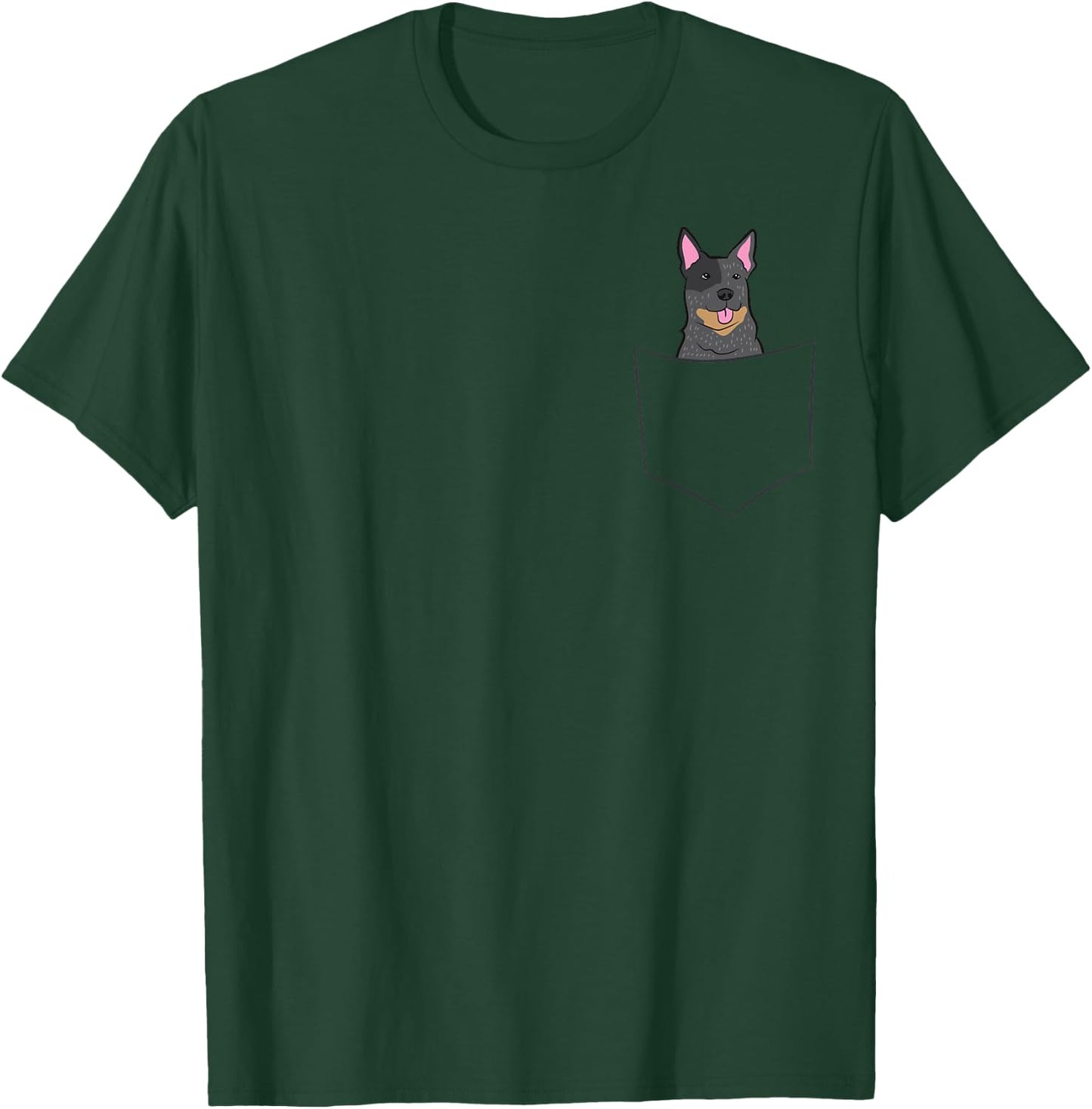 Blue Heeler Dog In The Pocket Australian Cattle Dog Heeler Men Women Girls Kids T-Shirt - T-Shirt | Forest