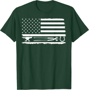 Funny Farrier Gift Cool Farrier Tools American Flag T-Shirt - T-Shirt | Forest