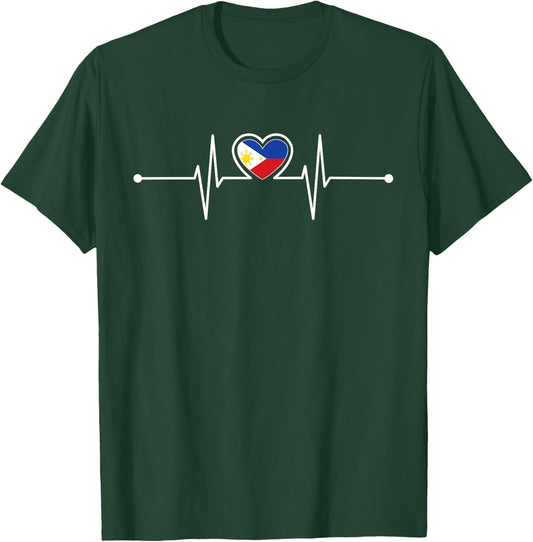 Philippines Heartbeat Philippine Flag Design Pinoy Pride T-Shirt - T-Shirt | Forest
