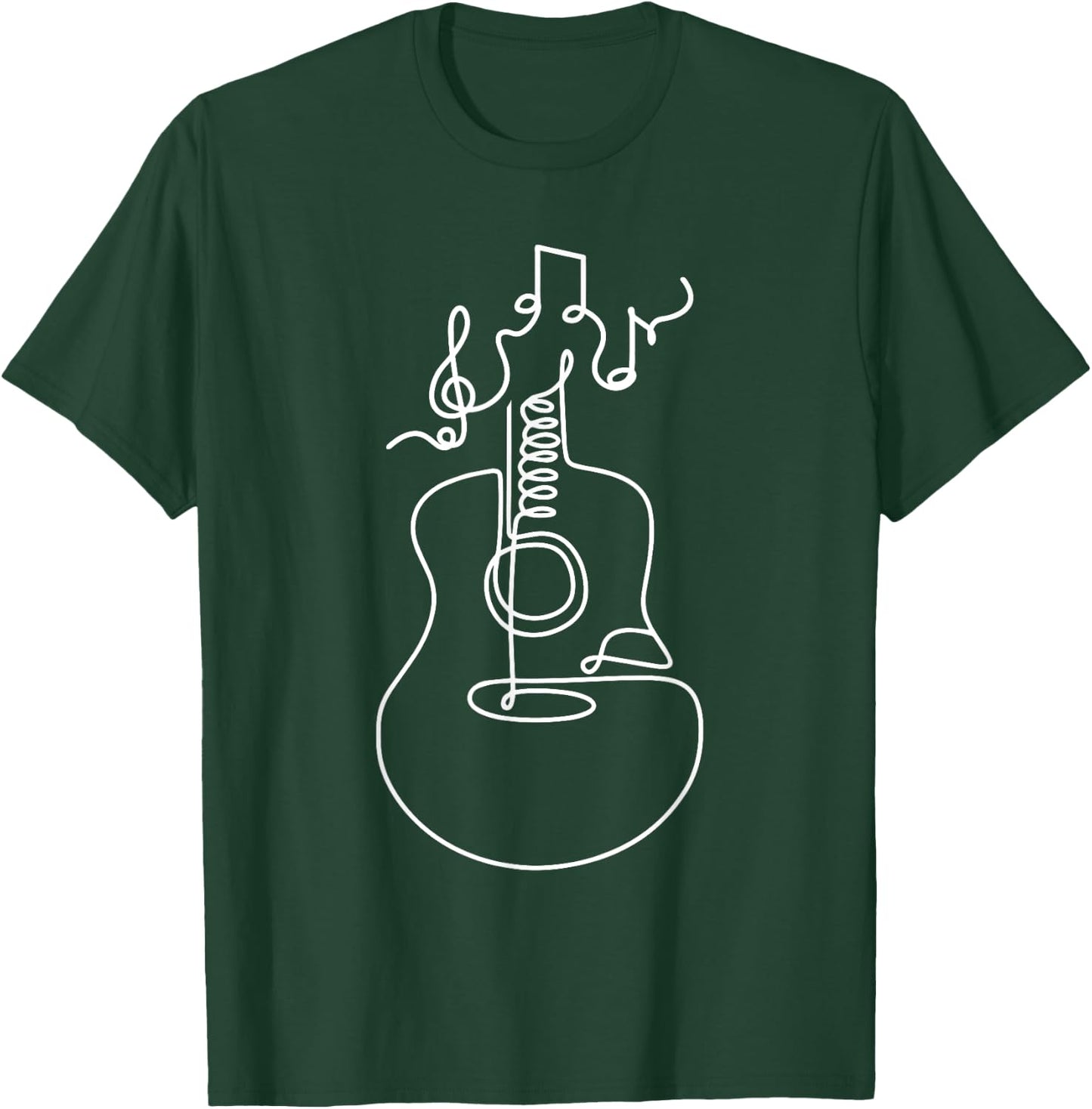 Music Guitar Line Art Abstract Minimalist Musician Gifts T-Shirt - T-Shirt | Forest