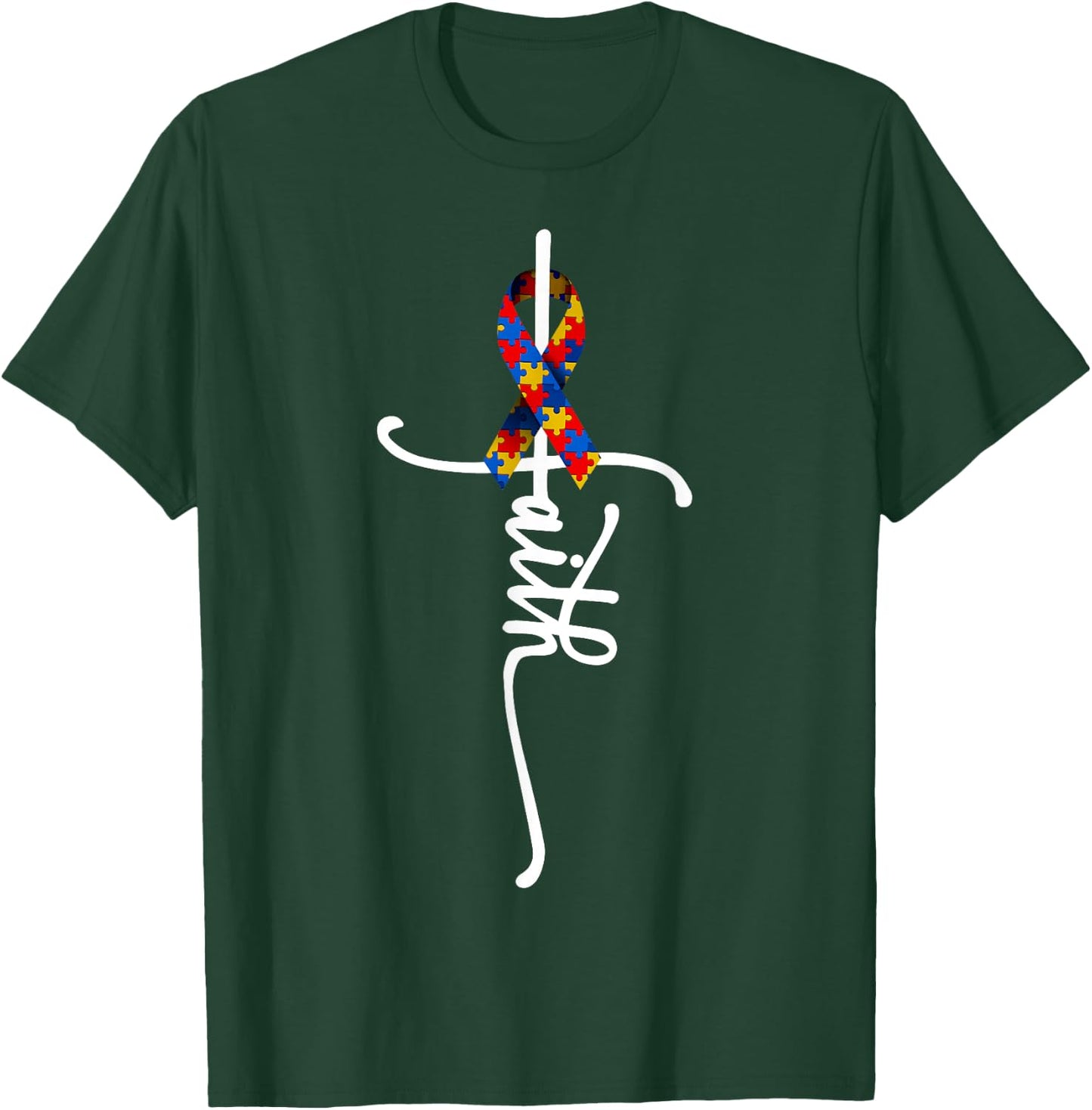 Autism Faith Cross Autism Autistic Gifts Autism Awareness T-Shirt - T-Shirt | Forest