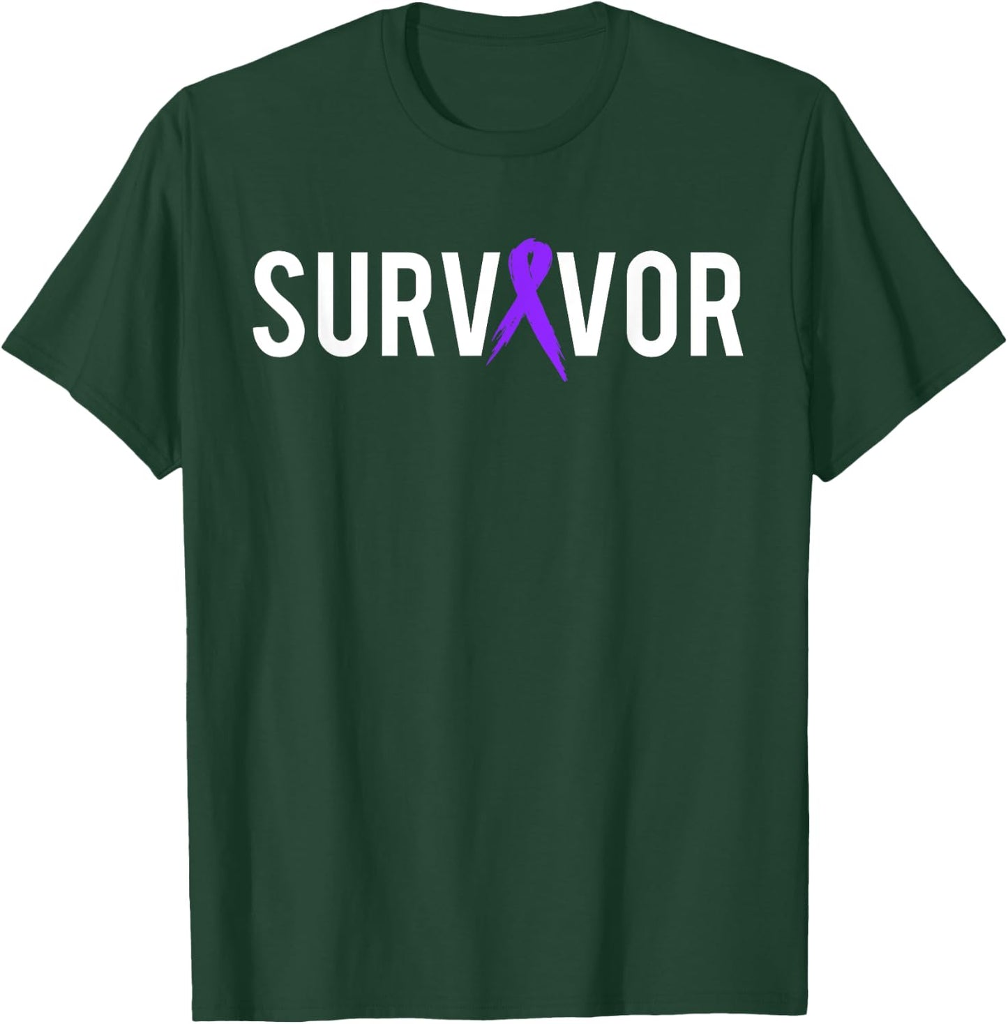 Pancreatic Cancer Survivor Design Gift With Support Ribbon T-Shirt - T-Shirt | Forest