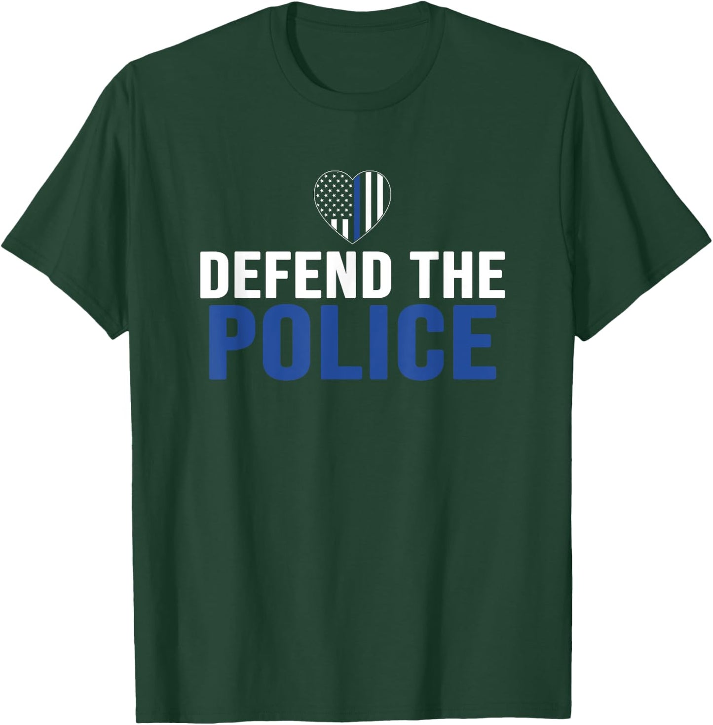 Defend The Police Defund The Media Backs Blue Line USA Flag T-Shirt - T-Shirt | Forest