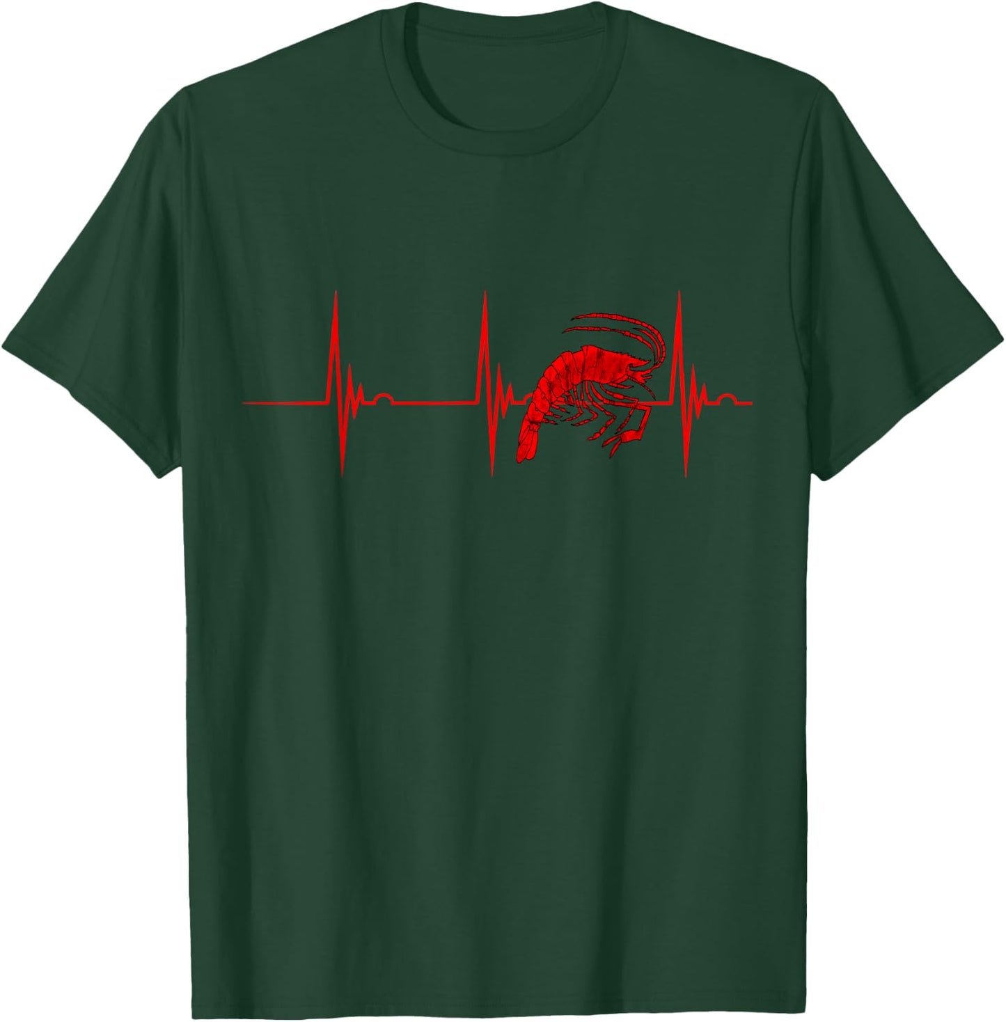 Shrimp Heartbeat EKG Pulse Crustacean Seafood Shrimping T-Shirt - T-Shirt | Forest