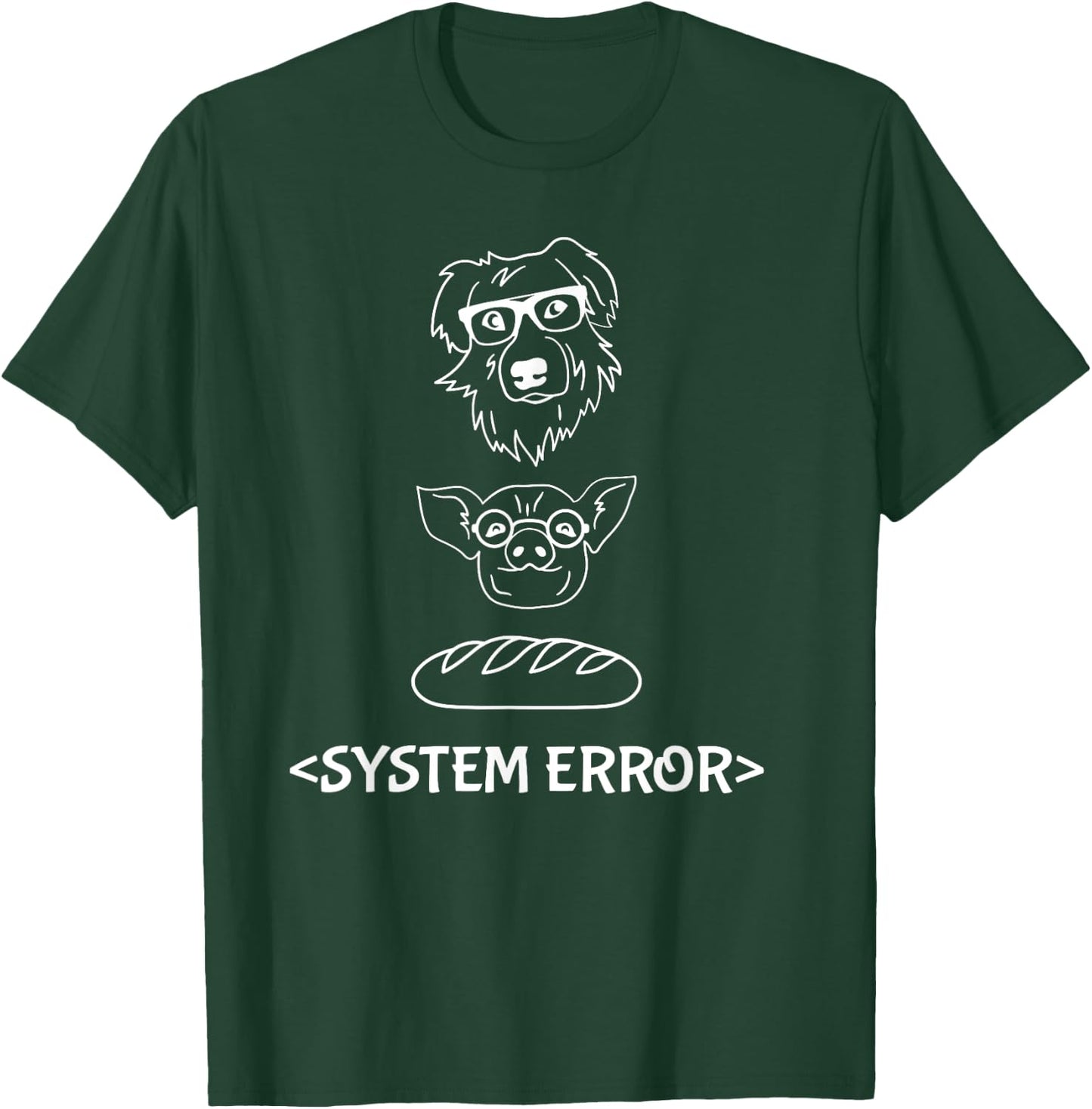 Dog Pig Loaf of Bread System Error Monchi the Pug Robot Women Girls Kids T-Shirt - T-Shirt | Forest