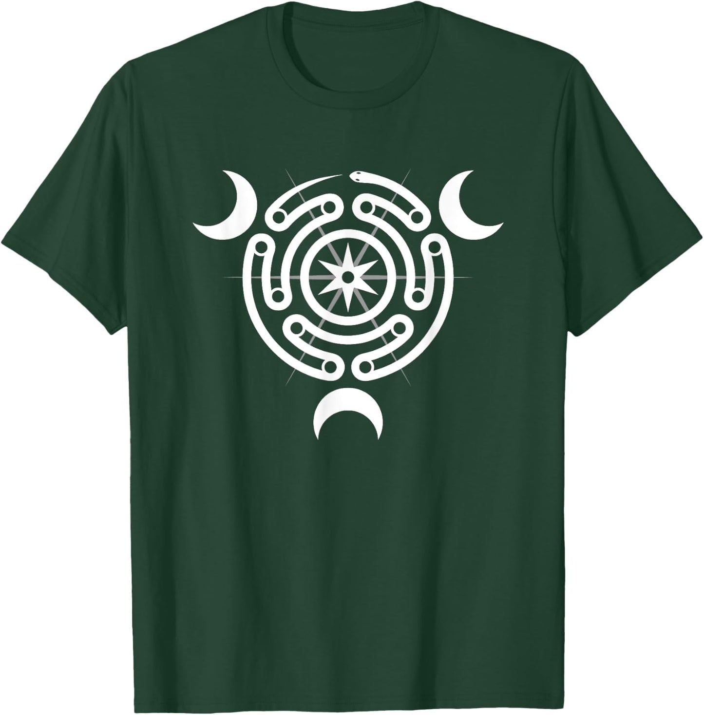 Hecate's Wheel Moon Goddess Serpent Labyrinth with 3 Moons T-Shirt - T-Shirt | Forest
