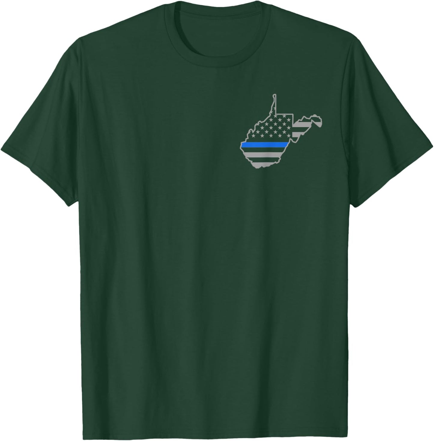 West Virginia US Thin Blue Line Flag Police Officer Cop T-Shirt - T-Shirt | Forest