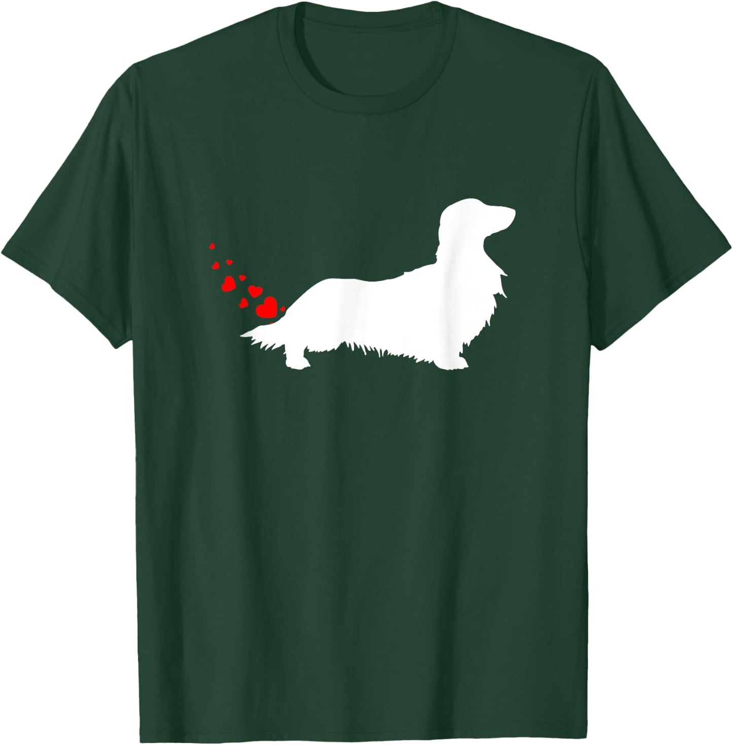 Love Dog Farts Apparel Corp. Valentines Day Long Haired Dachshund Owner Heart Farts Gift T-Shirt - T-Shirt | Forest