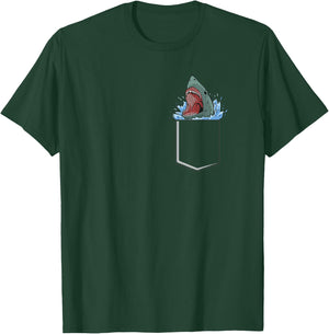 Animal Lover Novelty Apparel -Adults Black Modern Shark Theme T-Shirt - T-Shirt | Forest