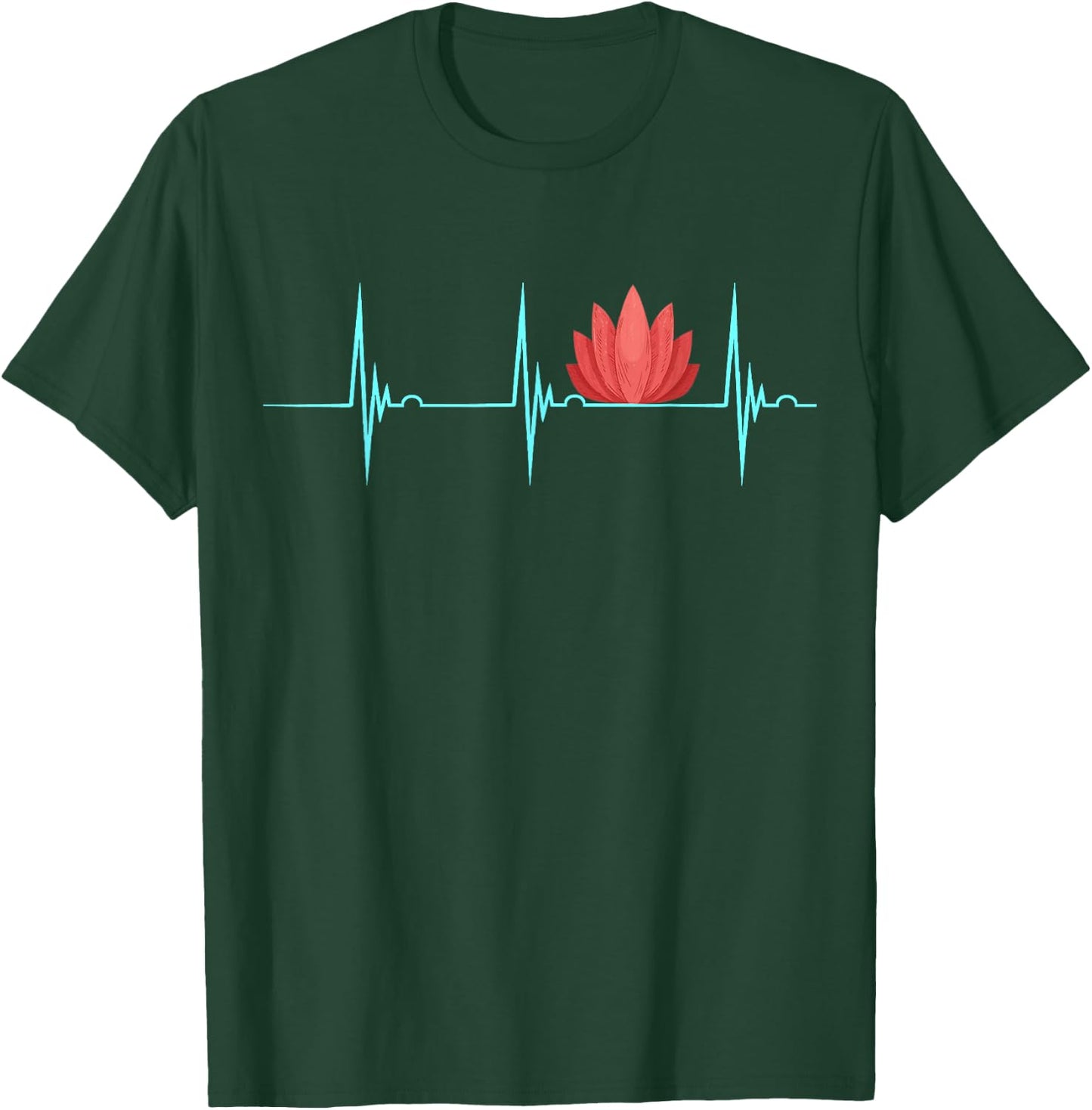 Massage Therapist Heartbeat EKG Pulse Namaste Flower Relax T-Shirt - T-Shirt | Forest