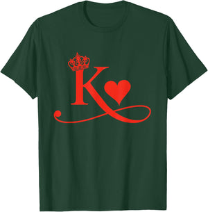 King & Queen of Hearts Matching Couple Saint Valentine's Day T-Shirt - T-Shirt | Forest