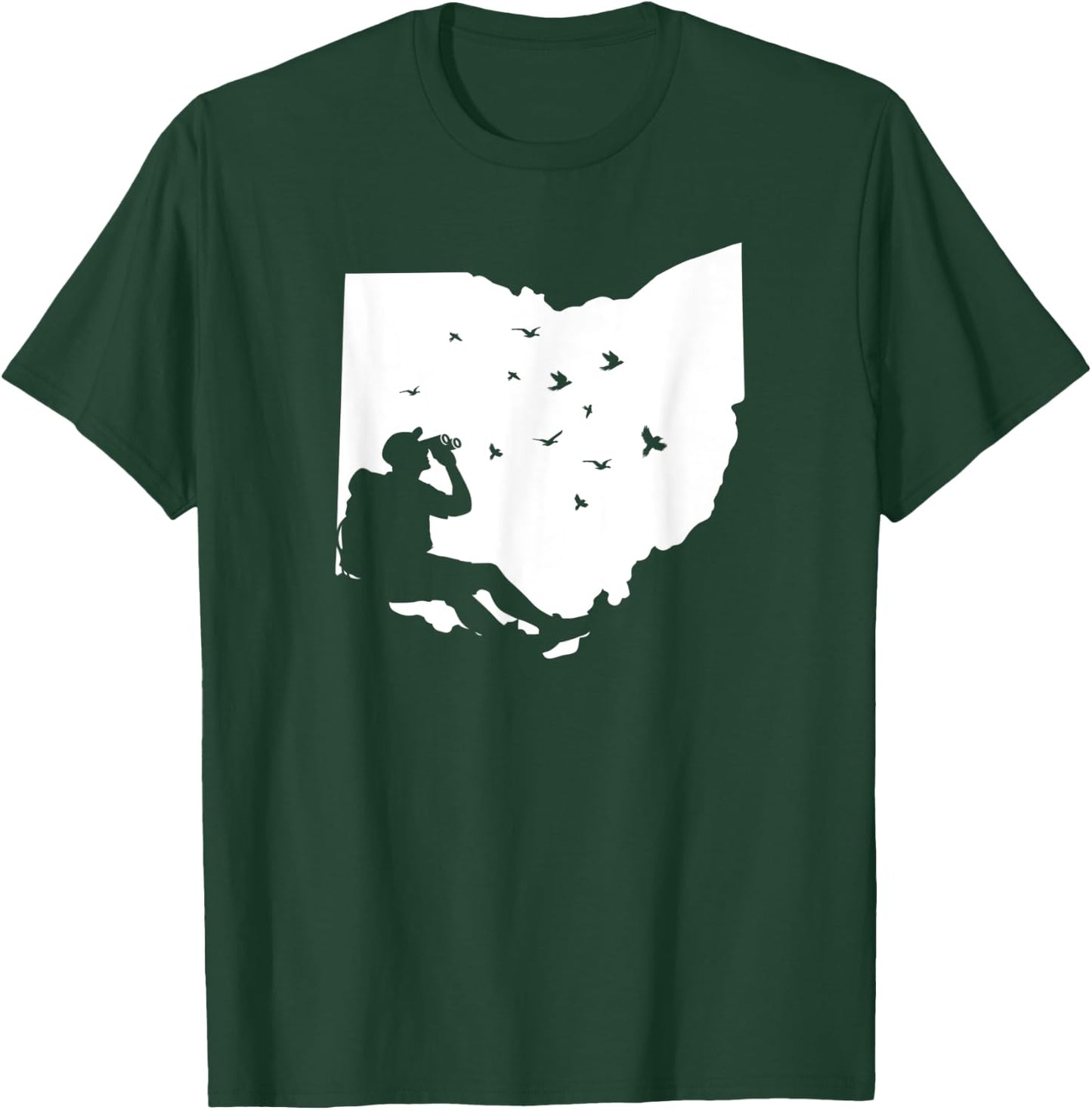 Map Ohio Bird Watching Design Birding Binoculars Birdwatcher T-Shirt - T-Shirt | Forest