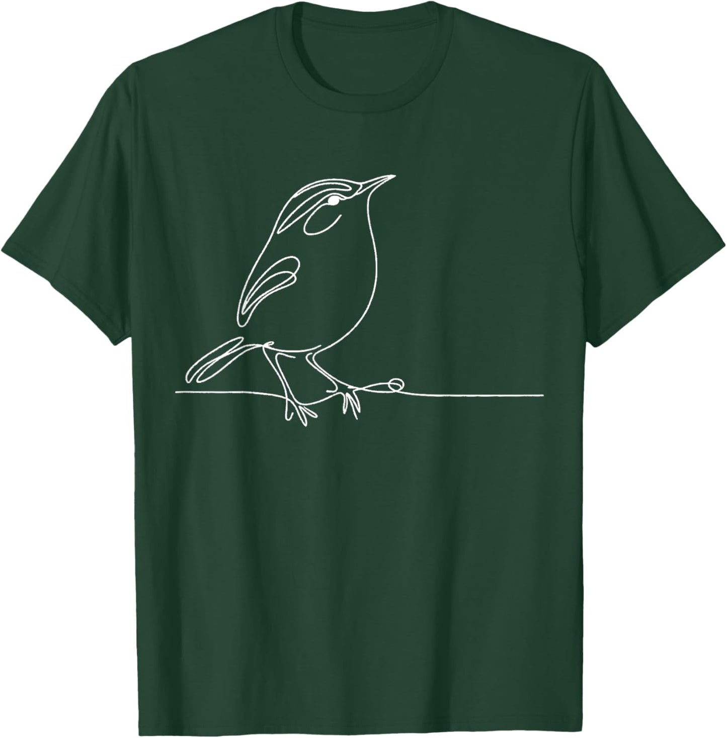 Line Art Bird & Ornithologist Carolina Wren T-Shirt - T-Shirt | Forest