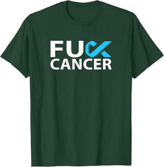Fuck Prostate Cancer F U FU Blue Ribbon Cancer Awareness T-Shirt - T-Shirt | Forest