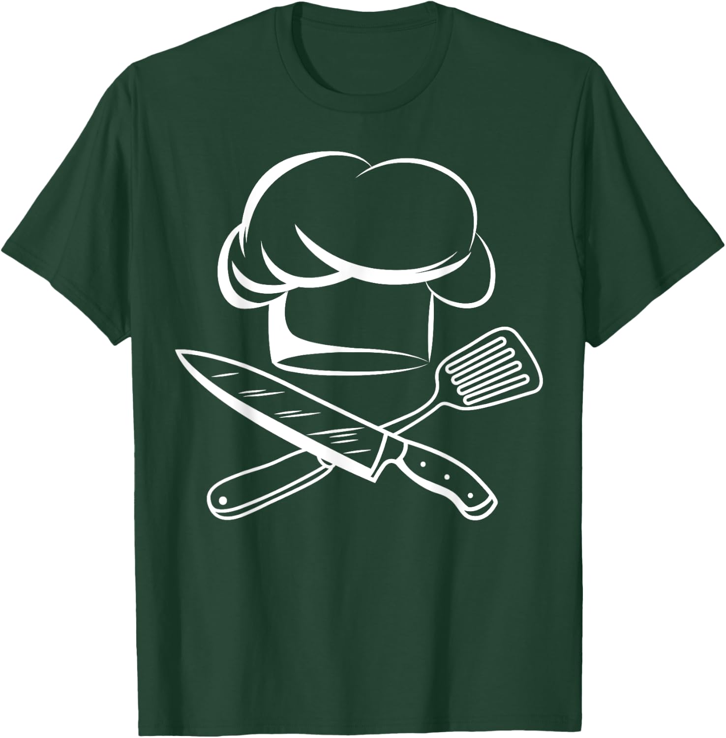 Chef Hat Chief Cook Apparel -Adults Black Cotton 60% Polyester 40% Modern Cartoon Small T-Shirt - T-Shirt | Forest
