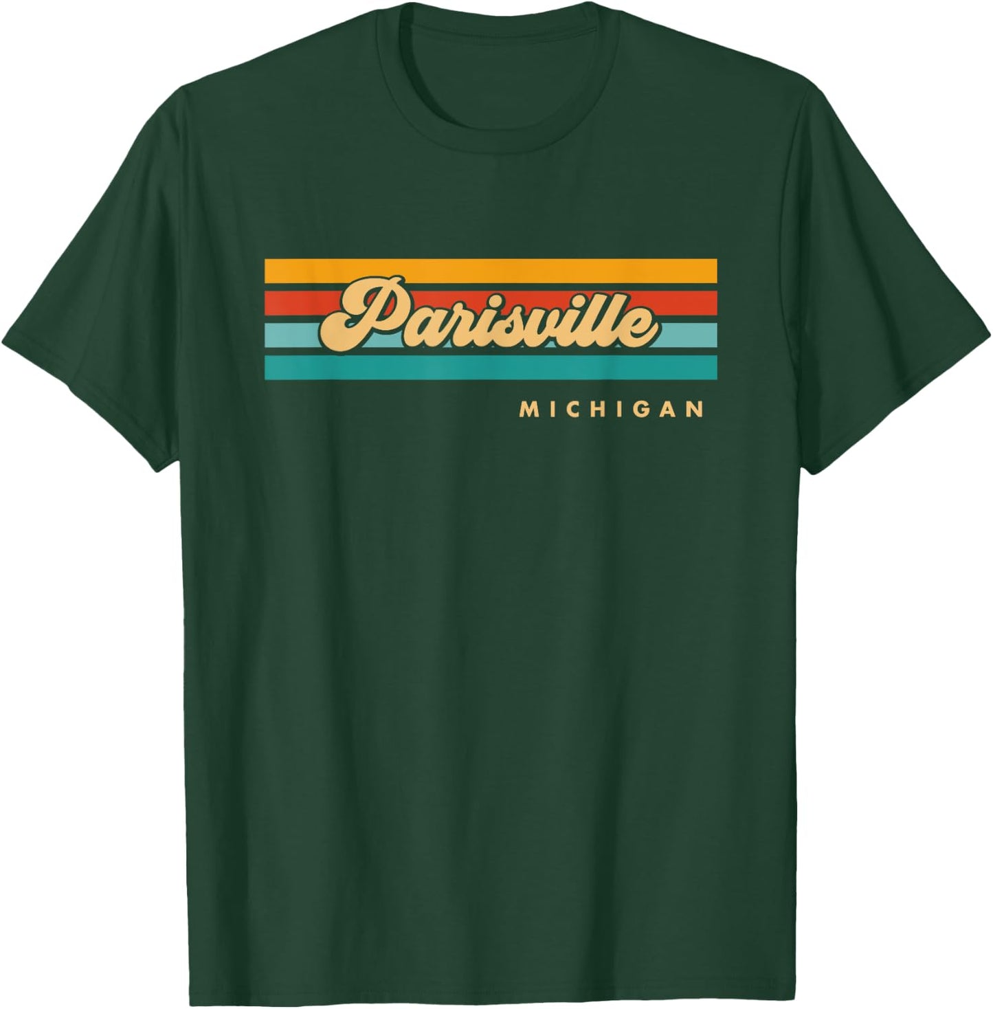 Vintage Sunset Stripes Parisville, Michigan T-Shirt - T-Shirt | Forest