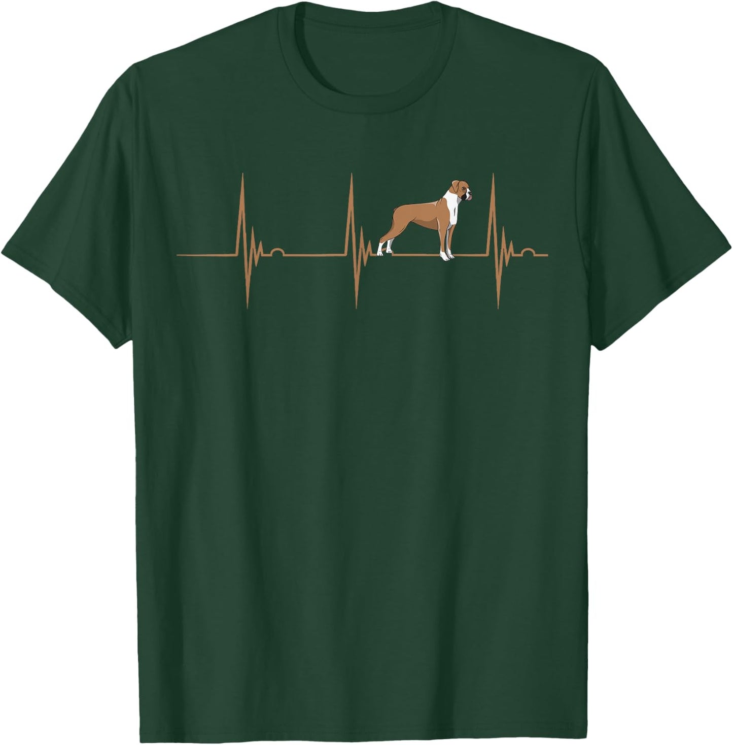 Boxer Dog Owner Heartbeat EKG Pulse Boxer Dog Lover Breeder Men Women Girls Kids T-Shirt - T-Shirt | Forest