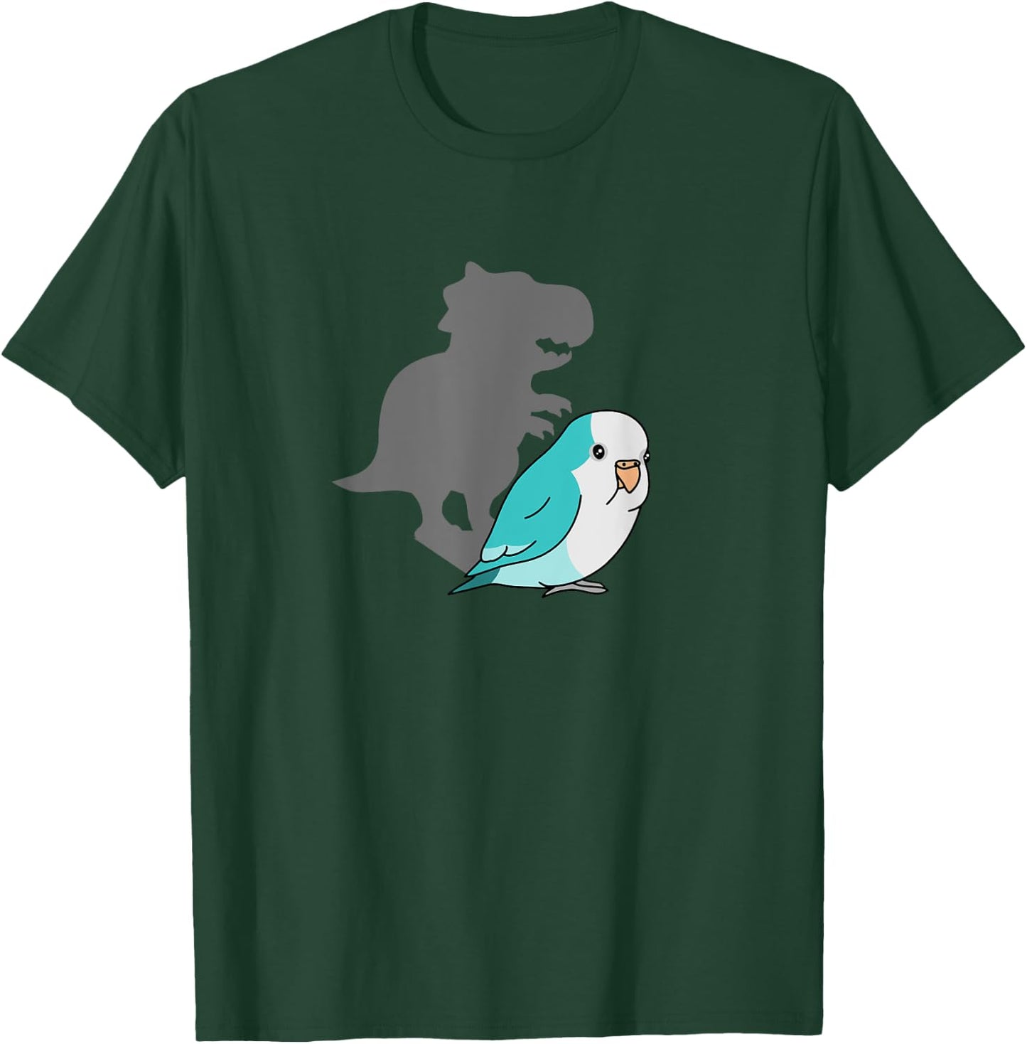 Chubby Blue quaker T-rex Cute Parrot Doodle Dinosaur Shadow T-Shirt - T-Shirt | Forest