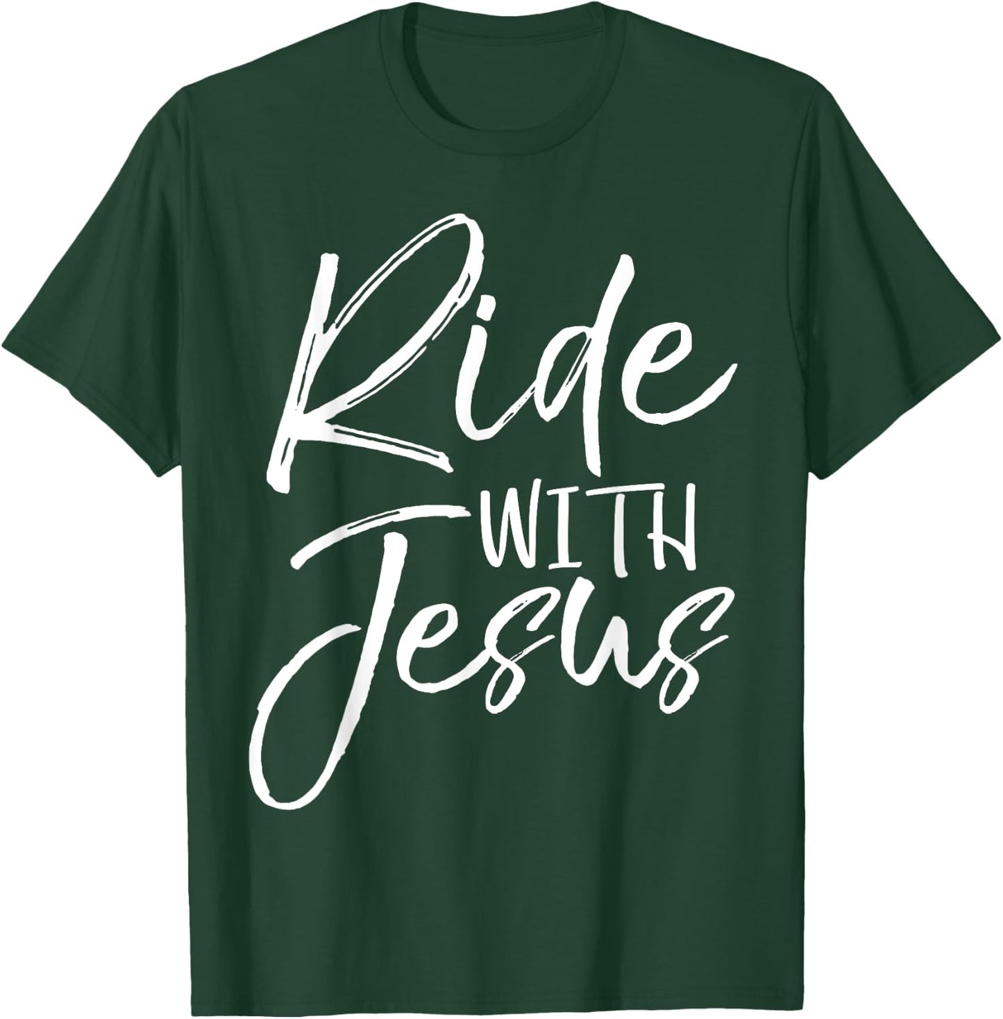 Christian Biker Gift Bike Riding Quote Fun Ride with Jesus T-Shirt - T-Shirt | Forest