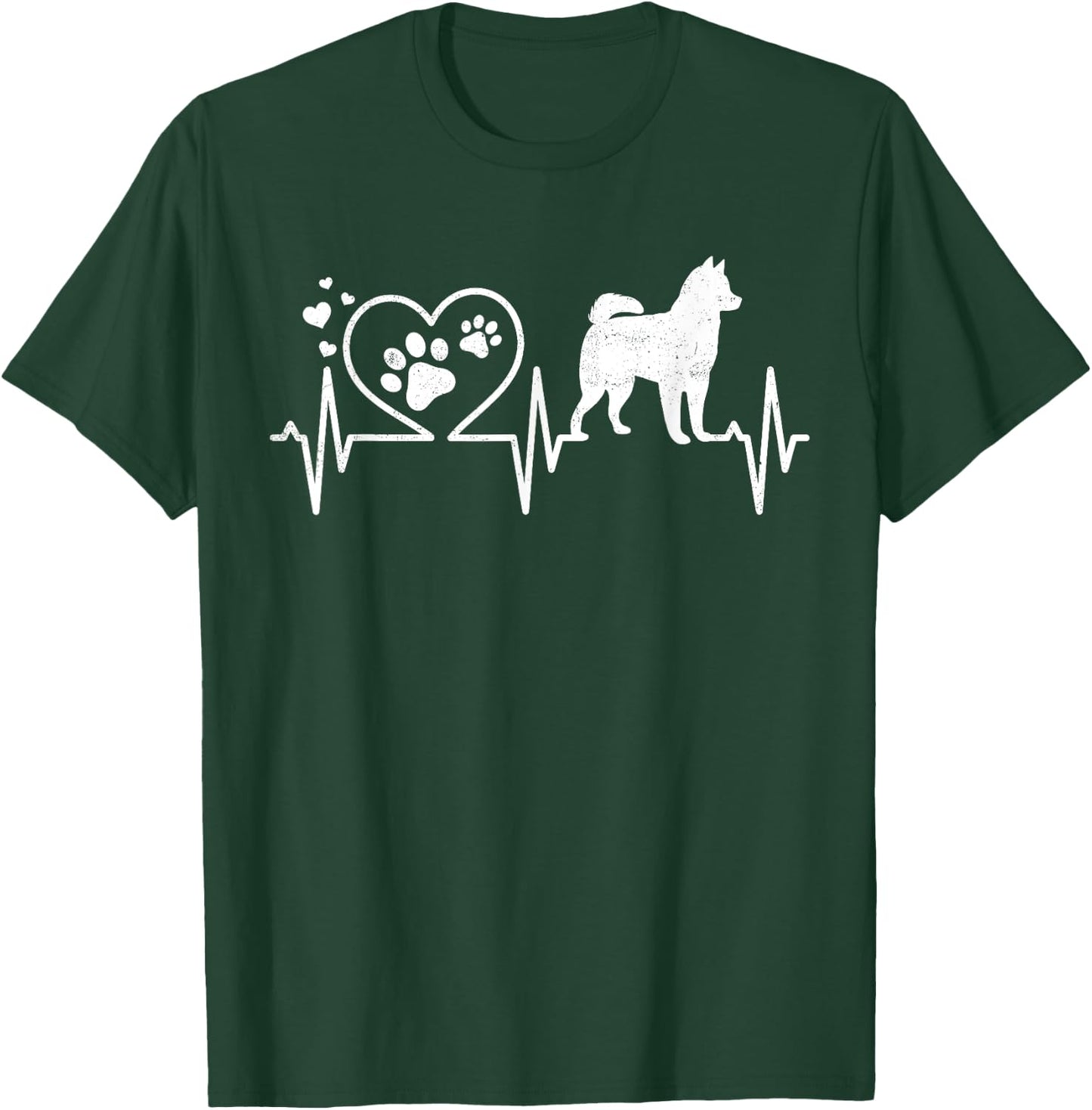 Alaskan Klee Kai Mom Mama Dad Heartbeat Dog Heart Gift T-Shirt - T-Shirt | Forest