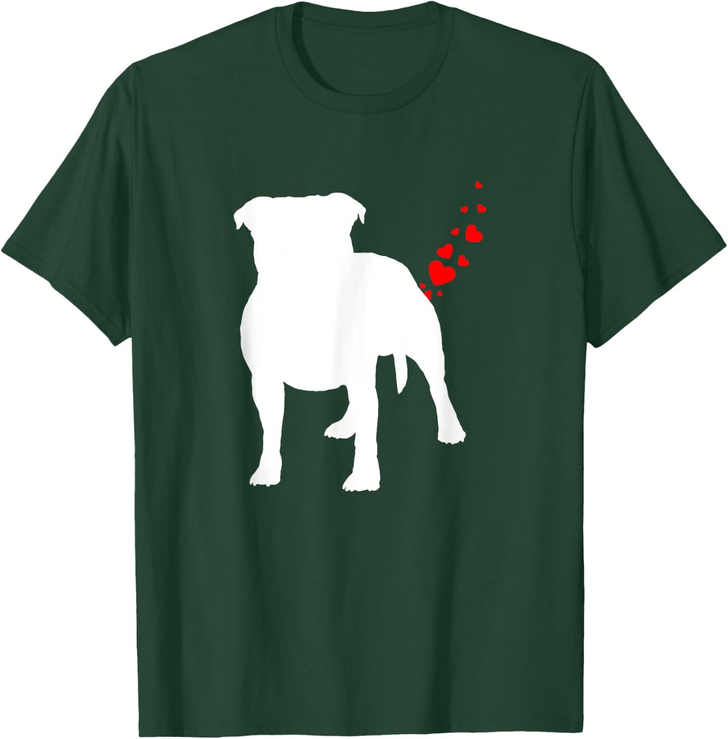 Staffordshire Bull Terrier Valentines Day Heart Dog Farts Men Women Girls Kids T-Shirt - T-Shirt | Forest
