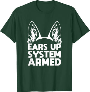Ears Up System Armed German Shepherd T-Shirt - T-Shirt | Forest
