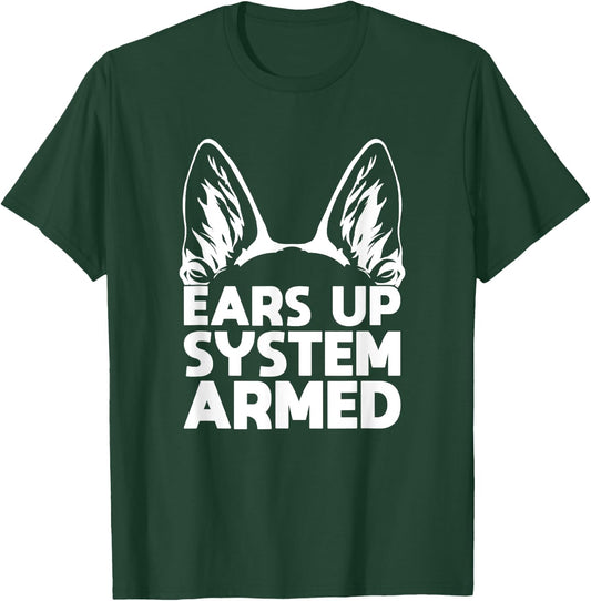 Ears Up System Armed German Shepherd T-Shirt - T-Shirt | Forest