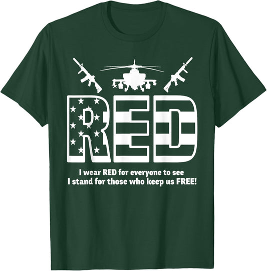 Red Friday Military Shirts Support The Deployed Back Troops T-Shirt - T-Shirt | Forest