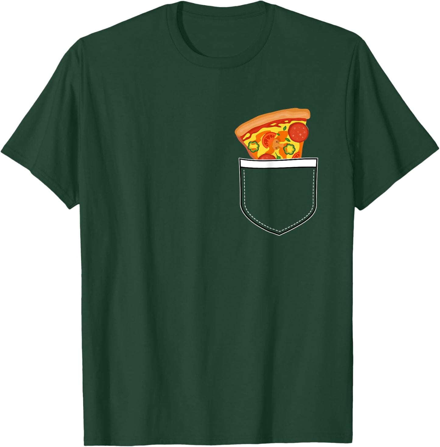 Funny Front Pocket with Pizza Slice Foodie Pizza Lover Gift T-Shirt - T-Shirt | Forest