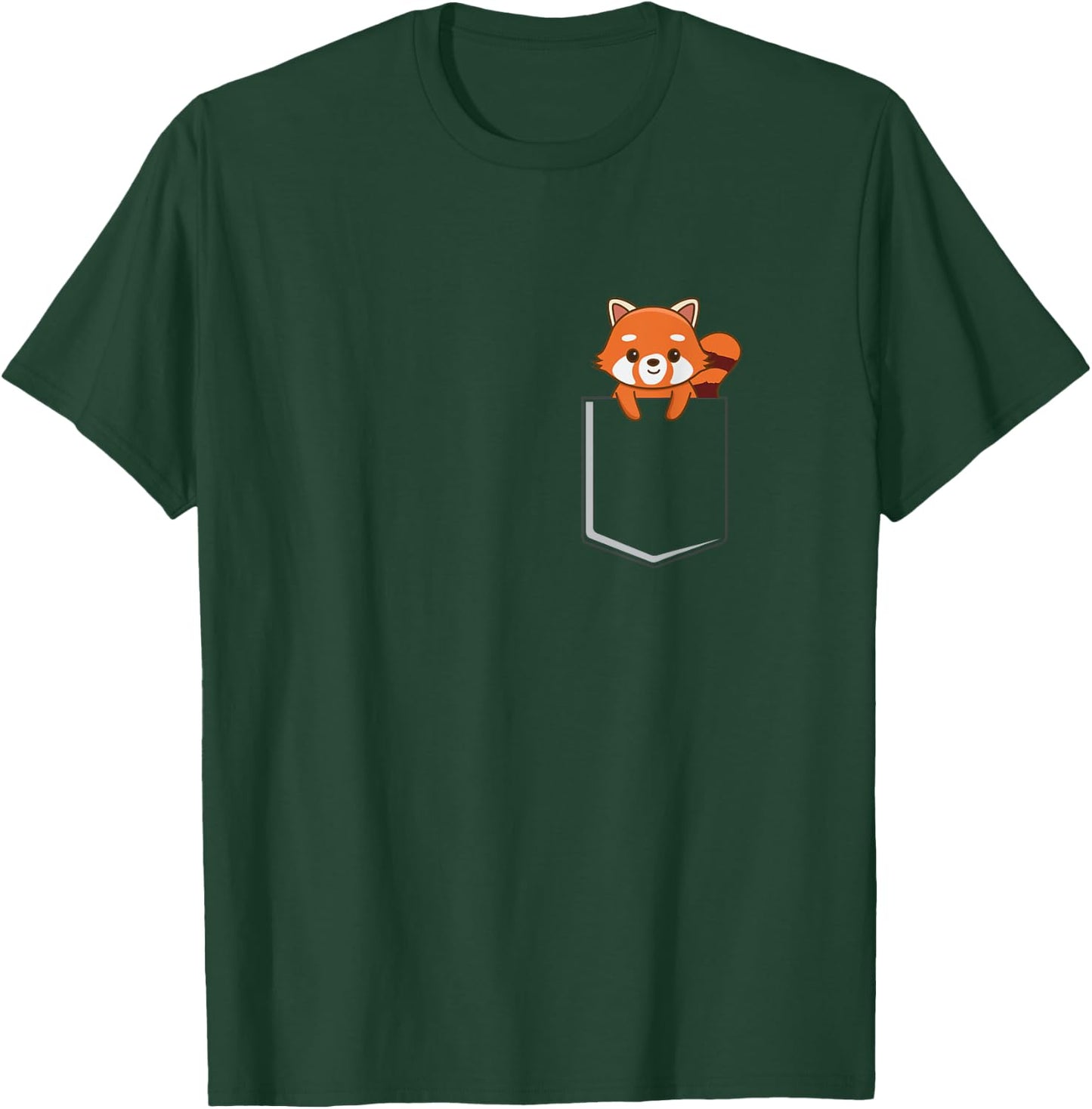 Red Panda In A Pocket Cute Love Red Panda Pocket T-Shirt - T-Shirt | Forest