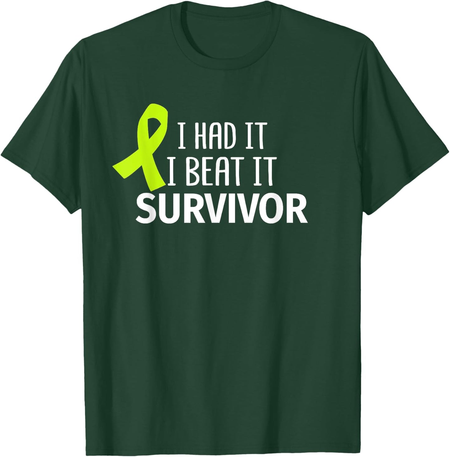 Lymphoma Cancer I Had It I Beat It Survivor Lime Ribbon Gift T-Shirt - T-Shirt | Forest
