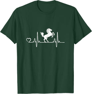Horse Heartbeat Dressage and Girls Graphic T-Shirt - T-Shirt | Forest