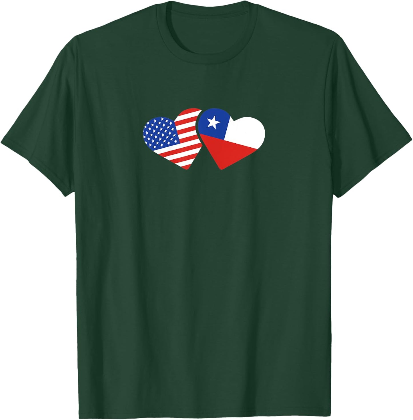 USA Chile Flag T Shirt Hearts Chileans American Love Cute T-Shirt - T-Shirt | Forest