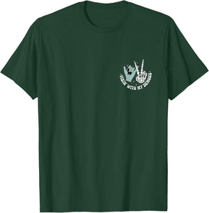 Vibin' With My Demons, Skeleton Halloween - Front and Back T-Shirt - T-Shirt | Forest