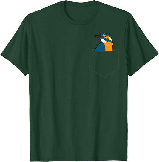 Kingfisher Bird In A Pocket Cute Pocket Kingfishers T-Shirt - T-Shirt | Forest