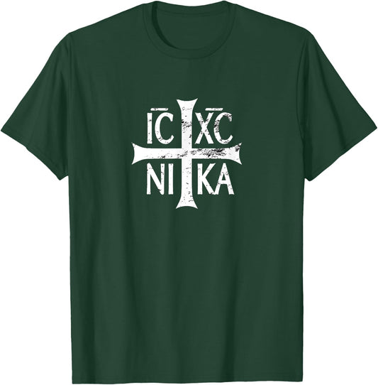 IC XC NIKA cross christian orthodox retro vintage distressed T-Shirt - T-Shirt | Forest
