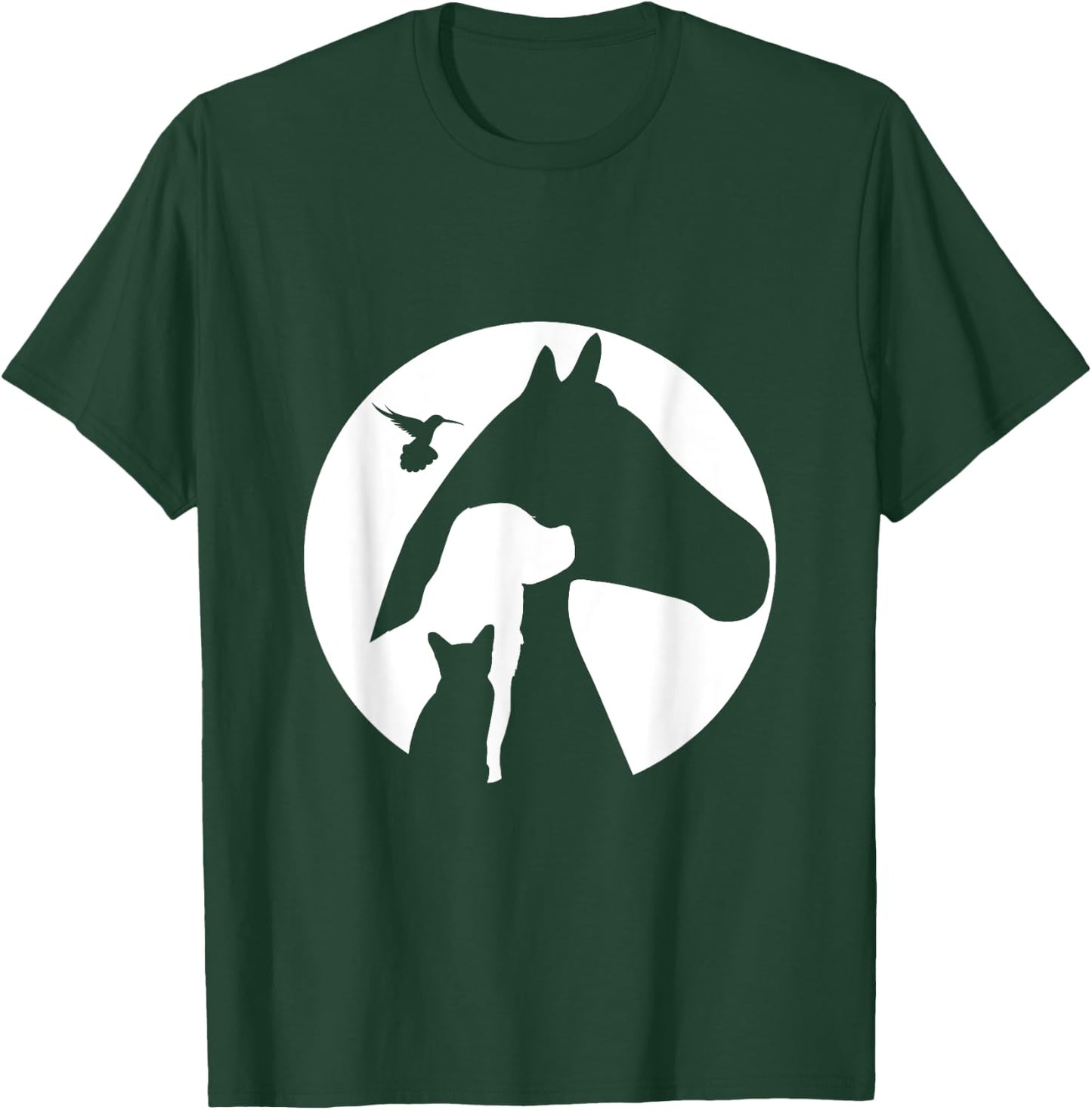 Animal Silhouette Cat Dog Horse Bird Hummingbird Men Women Girls Kids T-Shirt - T-Shirt | Forest
