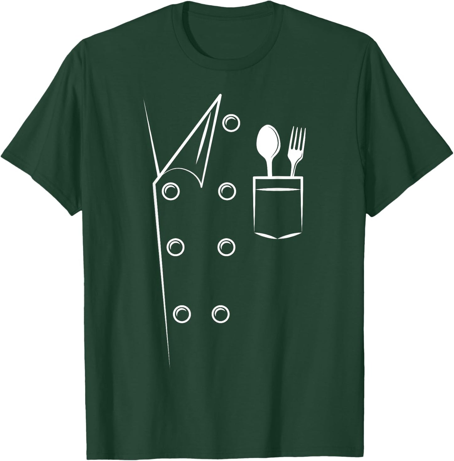 Chef Costume Spoon Fork Culinary Kitchen Chief Cook Cuisine T-Shirt - T-Shirt | Forest
